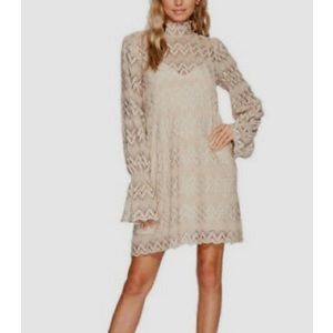 Free People Simone Long Sleeve Lace Mini Dress